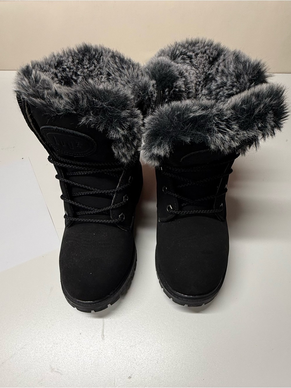 Lugz Faux-Fur Trim Black Winter Boots for Women